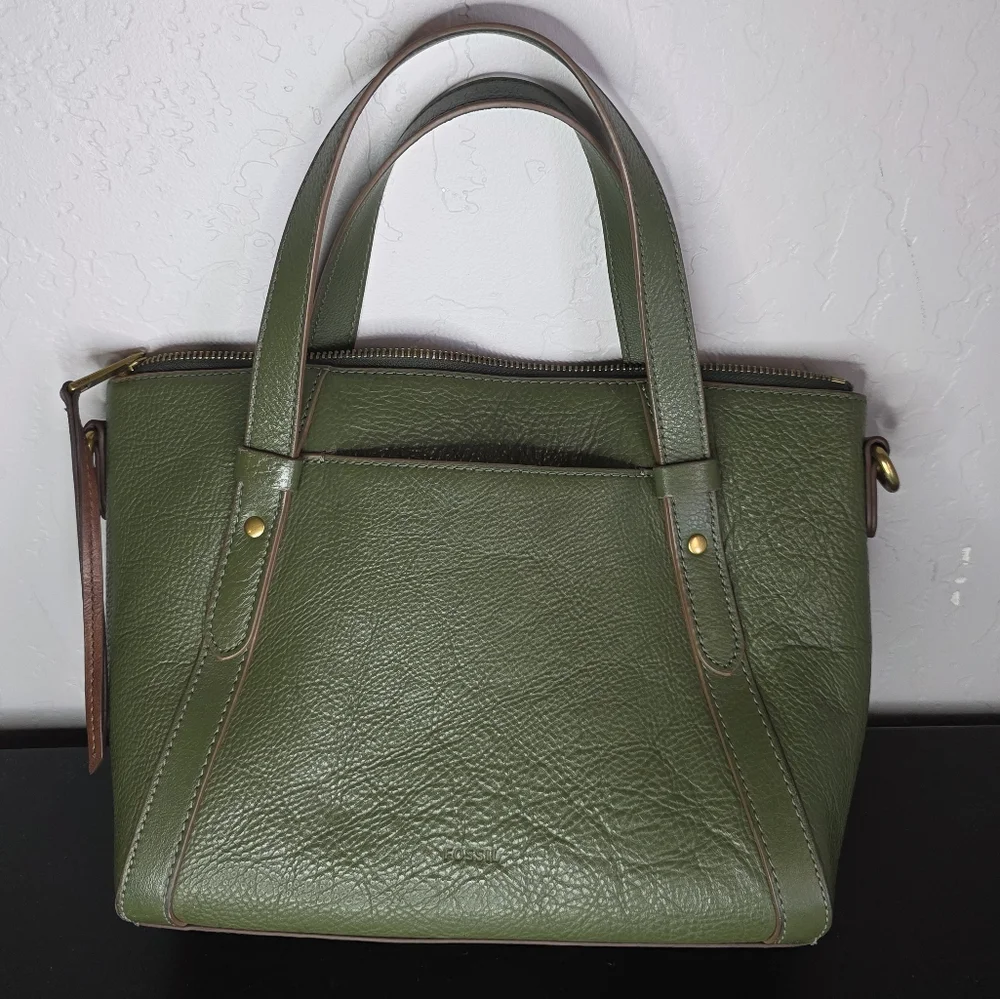 Fossil Avondale Elegant Dark Green Leather Satchel